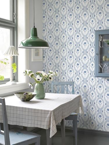 Orainege Floral Peel and Stick Wallpaper Blue Floral Contact Paper - Image 6