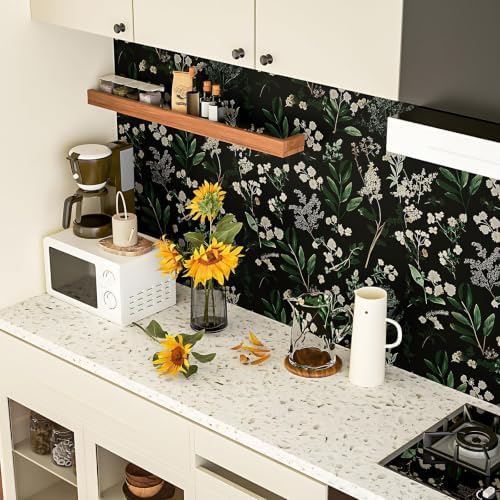 Laatse Vintage Dark Green Floral Leaf Peel and Stick Wallpaper 17.5"x197" - Image 5
