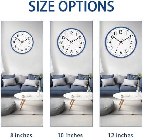 HZDHCLH Wall Clock Blue, Silent Wall Clocks Battery Operated 12 Inch Modern Non - Image 3