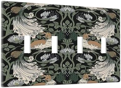 Light Switch Covers William Morris Vintage Floral Plants And Birds Quad Toggle - Image 2