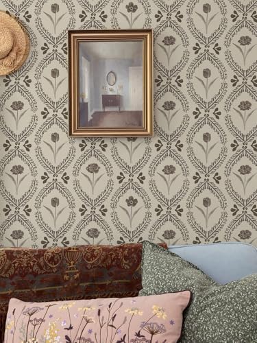 Orainege Vintage Wallpaper Peel and Stick Brown Floral Wallpaper - Image 7