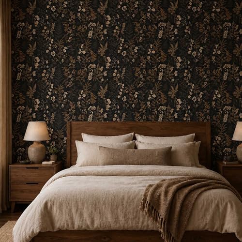 Moody Dark Vintage Floral Peel and Stick Wallpaper 17.7"x124" - Image 3