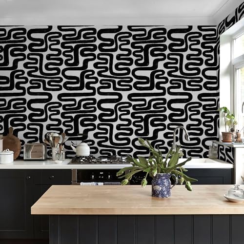 Peel and Stick Wallpaper Black and White Wall Paper Modern Geometric - Image 6