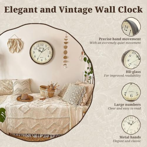 Geevon Silent Wall Clock 12" Non Ticking Battery Operated Retro Decor - Image 3