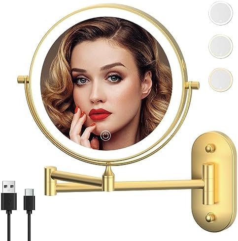 8" Wall Mounted Lighted Makeup Mirror, Oval Base by MIROAMZ