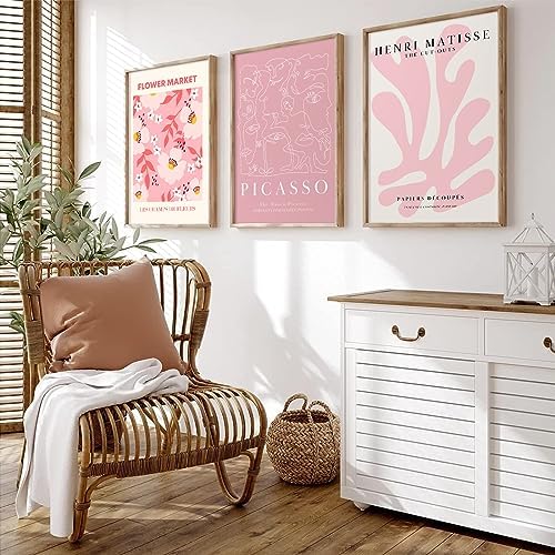 Matisse Abstract Wall Art Decor Pink Flower Canvas Pictures Picasso Aesthetic by Youillne