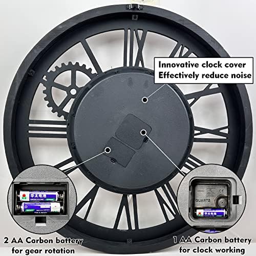 The B-Style Large Wall Clock 24 inch Moving Gear Wall Clock Oversized Vintage - Image 5