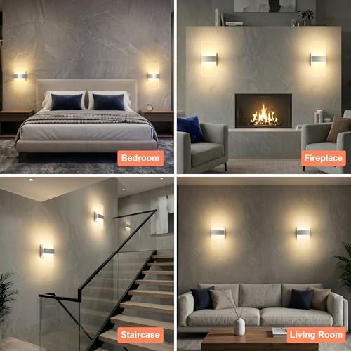 12W Modern LED Wall Sconces 2-Pack, 3000K Warm Light - Image 6