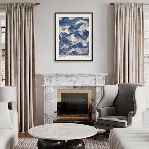 Japanese Blue Waves Wall Art Vintage Oriental Japandi Wabi Sabi Poster 24X36 - Image 6