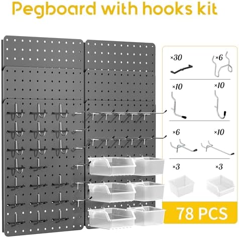 Pegboard Organizer Kit, 6 Pack 14.76x10.82 in Metal Panels - Image 2