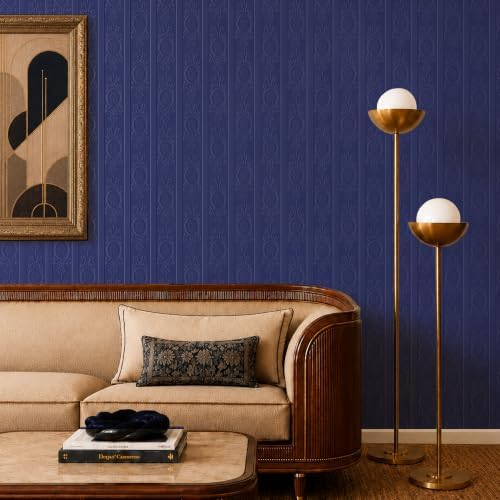 JiffDiff Navy Blue 3D Embossed Textured Peel Stick Wallpaper 17.3"x120" - Image 3