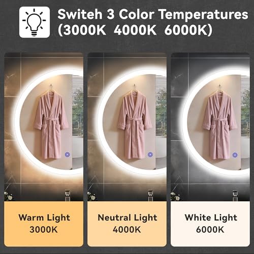 24“ x 24” LED Bathroom Smart Mirror, Round Mirror - Image 3