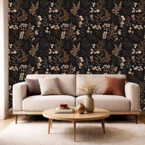 Moody Dark Vintage Floral Peel and Stick Wallpaper 17.7" x 70.8" - Image 5