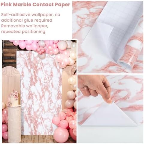 Marble Contact Paper Pink Extra Wide Peel and Stick - Image 5