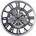 24 Inch Large Wall Clock with Exposed Gears, Silent Roman Numeral by WallClockDecor