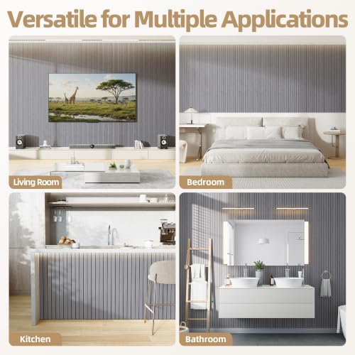 Peel and Stick Wood Slat Wall Panels, 3D PVC Faux Gray Wood Grain Wallpaper - Image 6