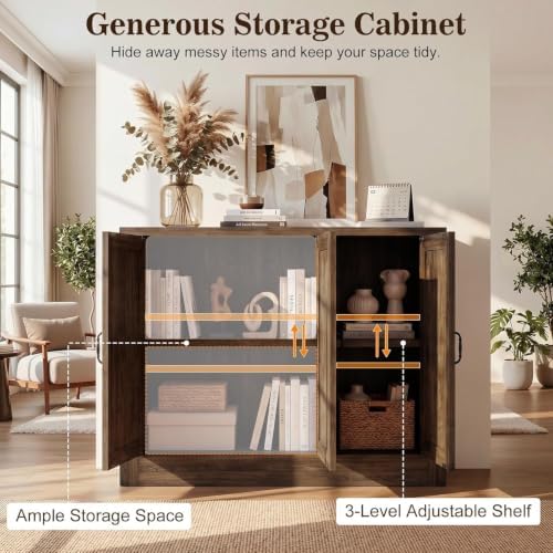 117" Modular Buffet Sideboard Cabinet Set of 3, Extra Long Coffee Bar Storage - Image 3