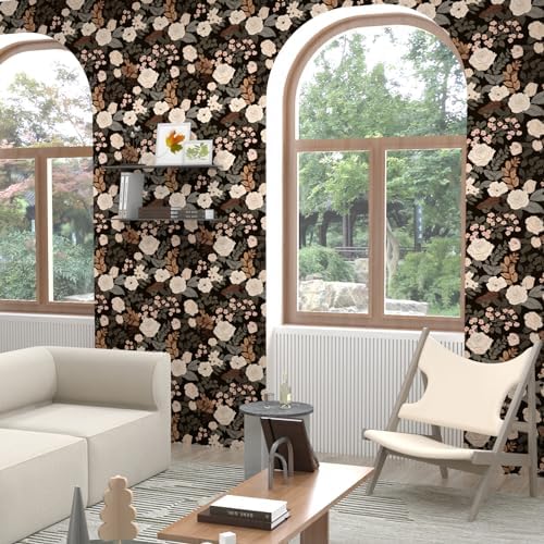 Brown Vintage Floral Peel and Stick Wallpaper 17.5" x 118" - Image 5