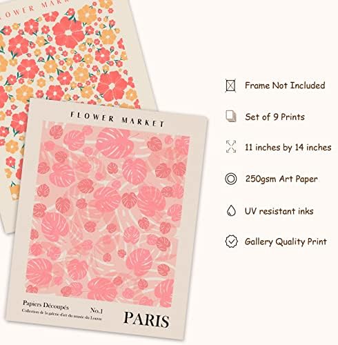 AnyDesign 9Pcs Flower Market Wall Art Prints Matisse Art Poster Decor Floral - Image 3