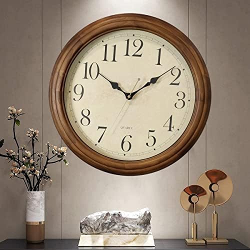 CHIRAY 16-Inch Solid Wood Silent Non-Ticking Decorative Wall Clock - Image 4