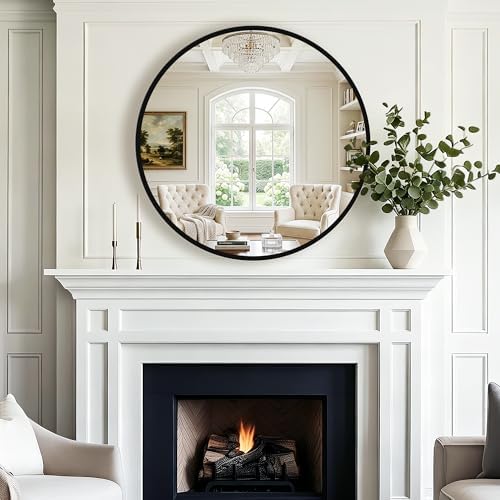 FGU Round Bathroom Mirror for Over Sink 2 Pack 30" Black Circle Wall Mirror - Image 2