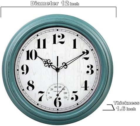 zyzamay 12 Inch Indoor Outdoor Battery Operated Wall Clocks - Image 3