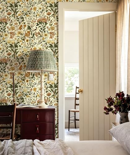 Jeweluck Floral Peel and Stick Wallpaper Bird Wall Paper 16.9" x 393.7" - Image 2