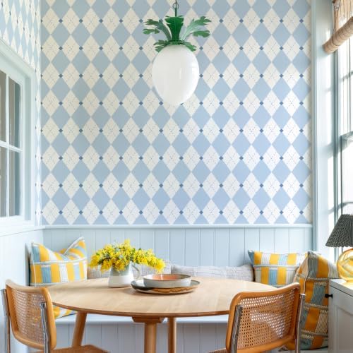 Simon&Siff Retro Checkered Peel and Stick Wallpaper Light Blue and White - Image 5