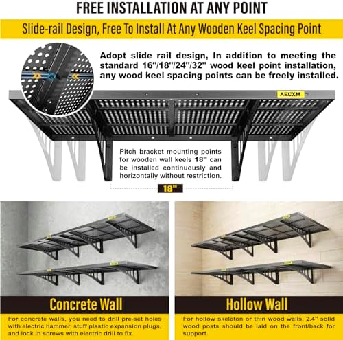 Aecxm 4-Pack 2x3ft Adjustable Garage Wall Shelving 1120lbs Load Capacity Heavy - Image 5