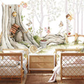 Nursery Forest Peel and Stick Wallpaper Tree Landscape Wall Mural by LOOWAP