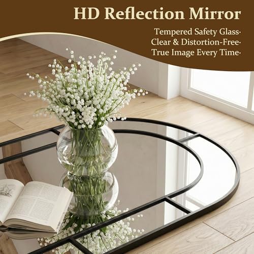 76" x 34" Arched Full Length Floor Mirror, Farmhouse Window Pane Mirror - Image 5