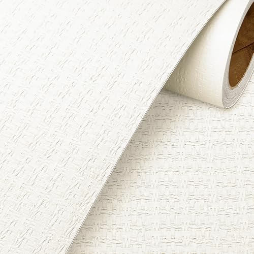 Livelynine 15.8x394 White Textured Peel and Stick Wallpaper Paintable Removable by Livelynine
