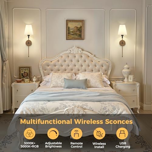 Battery Operated Wall Sconce: Set of 2 Wireless Wall Light 12000mAh - Image 4
