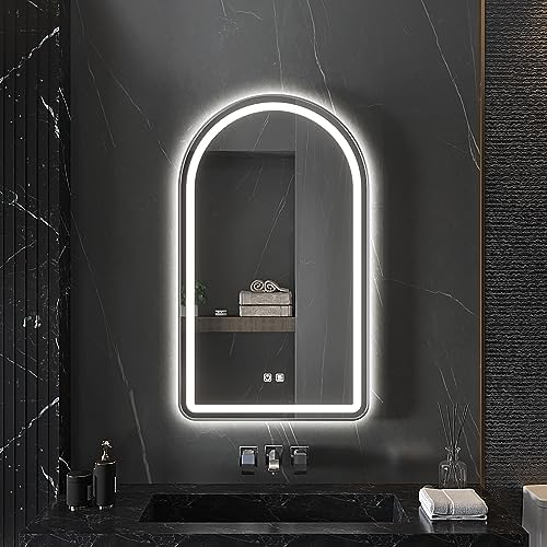 Arched Bathroom Mirror 20"x28", LED Tempered Glass - Image 2