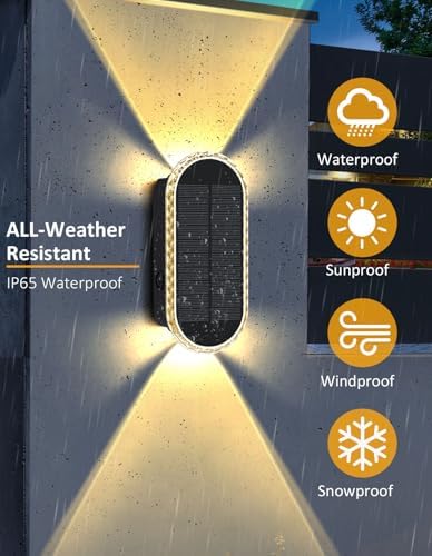 Solar Fence Lights Outdoor, Warm White & RGB 8 Modes Solar Wall Lights Outdoor - Image 4