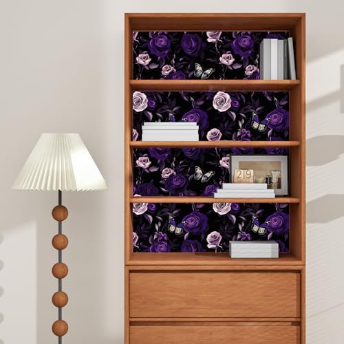Purple Vintage Floral Peel and Stick Wallpaper 17.5" x 118" - Image 6