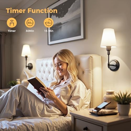 Battery Operated Wall Sconce: Set of 2 Wireless Wall Light 12000mAh - Image 5