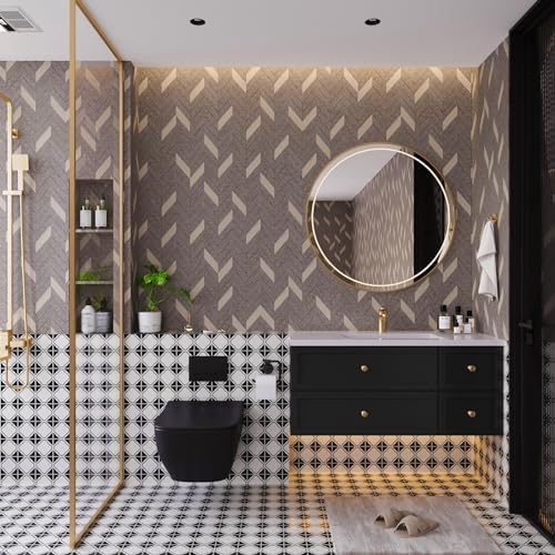 Herringbone Peel and Stick Wallpaper Boho Geometric Contact Paper Brown - Image 7