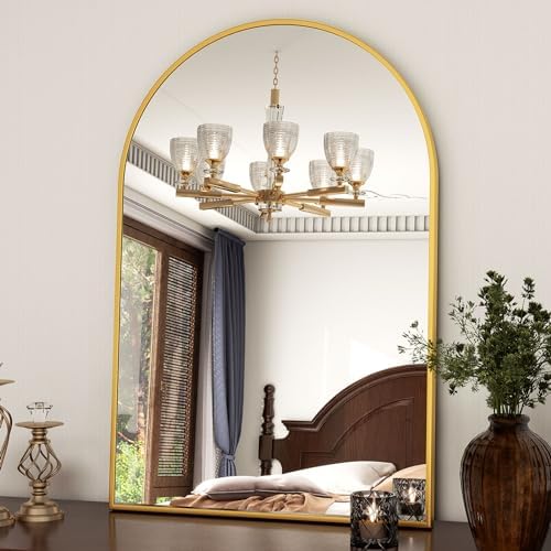 XRAMFY 24"x36" Gold Arched Bathroom Mirror - Image 7