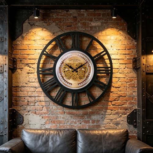 28 Inch Large Wall Clock with Exposed Gears, Silent Roman Numeral - Image 7