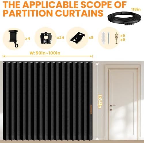 Room Divider Curtain Sets with Flexible Ceiling Track, Privacy Soundproof - Image 3