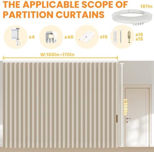 100% Blackout Room Divider Curtains Ceiling Curtain Track Sets Blackout - Image 2