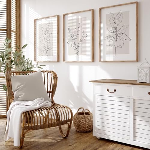 Neutral Botanical Prints Wall Art Decor Plant Minimalist Canvas Pictures by Youillne