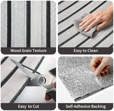 3D Wall Panels, Wood Grain Wall Stickers, 19.7" x 118.1" - Image 4