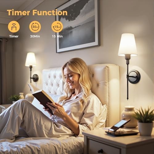Battery Operated Wall Sconce: Set of 2 Wireless Wall Light 12000mAh - Image 4
