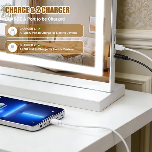 Vanity Mirror with Lights 23"x19", LED Makeup Mirror, 3 Color Lighting Modes - Image 5