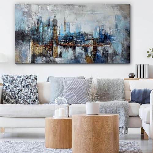 Pogusmavi Large Wall Art for Bedroom Abstract City View Canvas Art Modern Home - Image 4