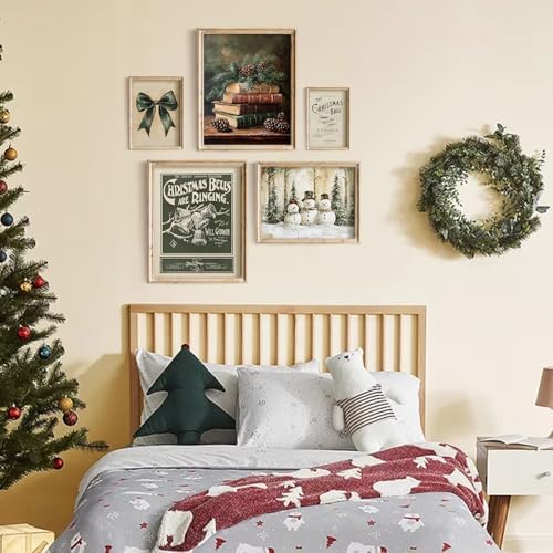 uniro Christmas Wall Art Prints Dark Green Christmas Prints Set Gallery wall - Image 6