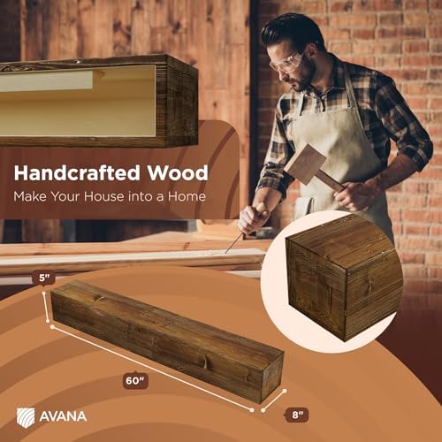 Avana Rustic Fireplace Mantle Shelf 60 Inches - Image 2