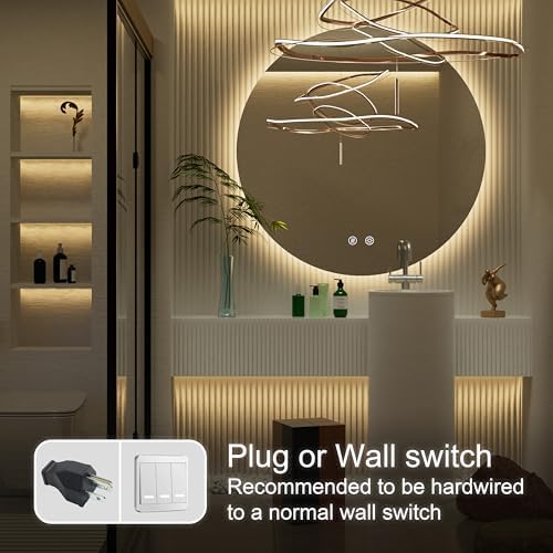 32 inch Backlit Round LED Bathroom Mirror - Image 6
